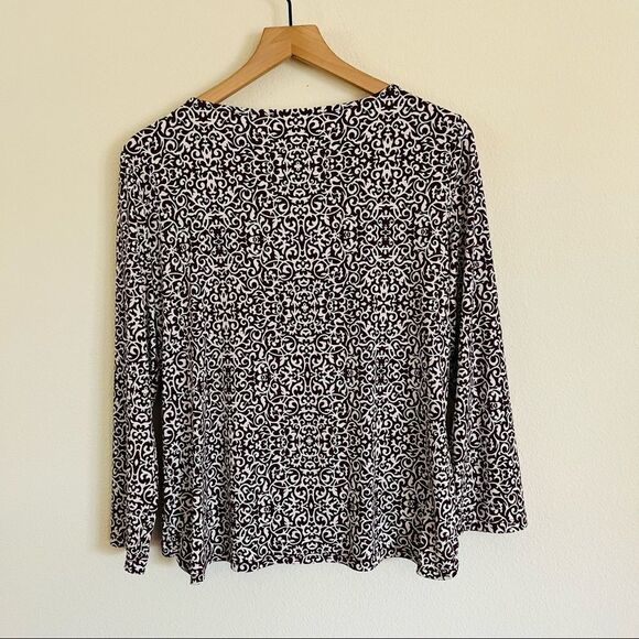 LAUNDRY BY Shelli Segal Women's Brown/White Long Sleeve Blouse Top Size Medium - Picture 4 of 7
